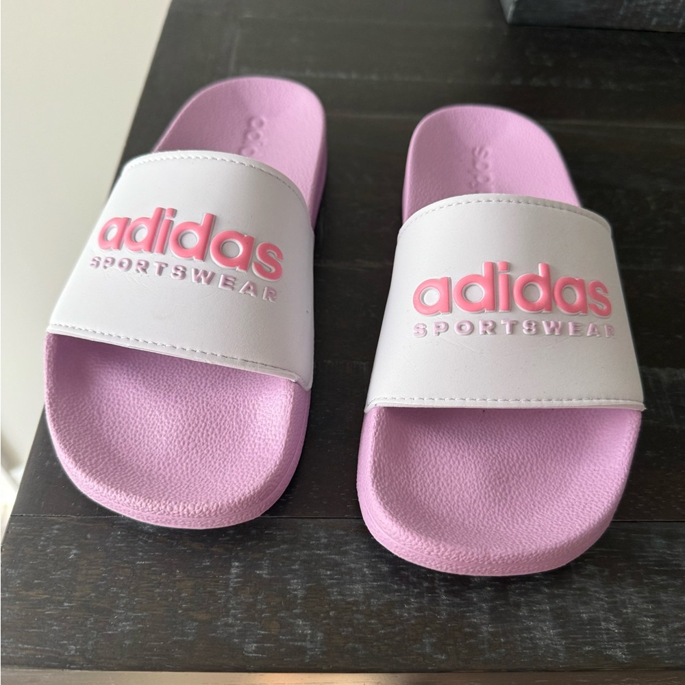 Adidas Pink and White Sportswear Slides NWOT